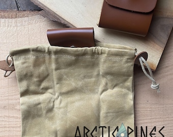 BEIGE CHESTNUT Gathering / Foraging Bag - Folding Collapsable Drawstring Bushcraft Bag - Belt Pouch - Belt Bag - Mushroom bag - berry bag