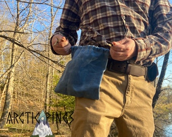 BLAUWE WALNOOT Verzamel-/foerageertas - opvouwbare opvouwbare bushcrafttas met trekkoord - heuptasje - heuptas - paddenstoelentas - bessentas