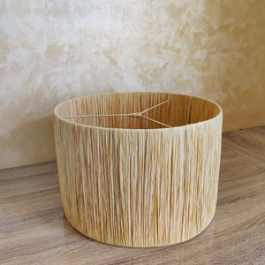 Large Handmade Drum Raffia Lampshade