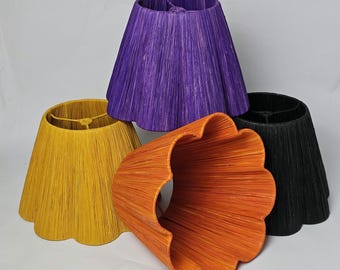 Unique Handmade scalloped Dyed Raffia Lampshade
