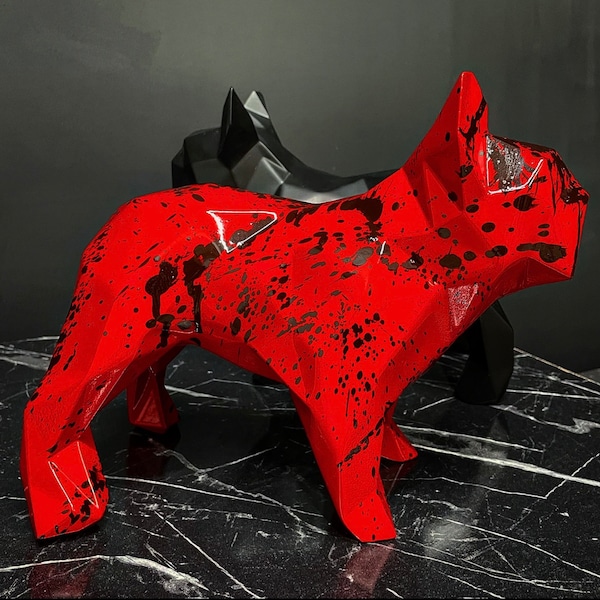 Statue bouledogue français personnalisée faite main, conception de bouledogue français Poly Niche, statue bouledogue français conception spéciale 3D, cadeau de la Saint-Valentin