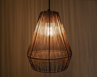 Copper Wire Hanging Cage Pendant Light, Metal Wire Light Fixture, Industrial Hanging Pendant Ceiling Light, Rustic Lighting, Unique Lighting