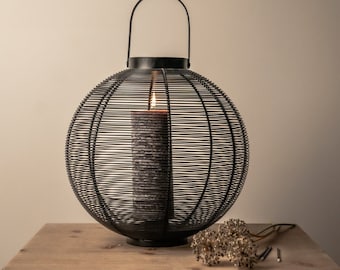 Large Black Hurricane Lantern, Metal Lantern Candle Holder, Candle Lantern Home Decor, Rustic Modern Living Room Decor, Warm Living Decor