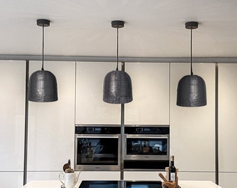 Grey Metal Rattan Pendant Light, Contemporary Hanging Pendant Ceiling Light, Metal Wire Light Fixture, Unique Lighting, Kitchen Home Decor