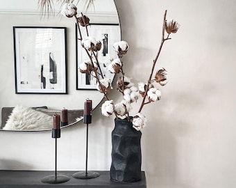 Matt Black Hammered Vase, Handcrafted Decorative Vase, Crumpled Flower Vase, Dried Flowers, Coffee Table Decor, Housewarming Gift First Home