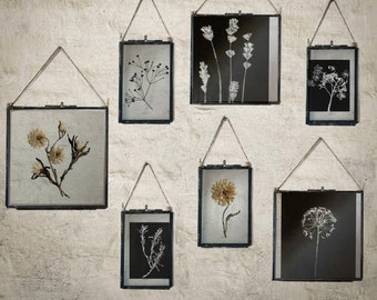 Set Of 7 Rustic Picture Frame Set, Dried Flower Art, Pressed Flower Frame, Antique Frames, Herbarium Art Prints, Stylish Wall Decor