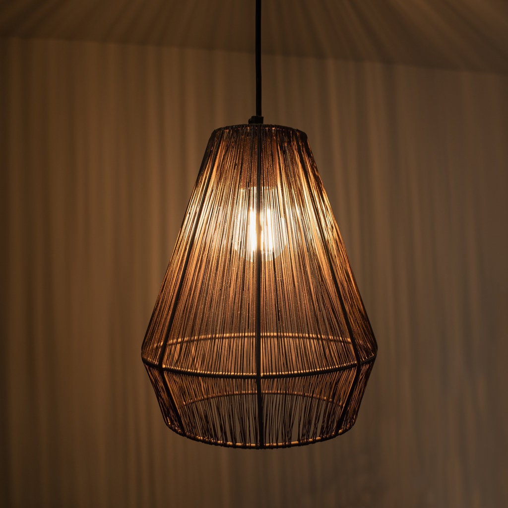 Lumière de Pendentif Cage Suspendue Fil Cuivre, Luminaire en Métallique, Lumière Industrielle Plafon