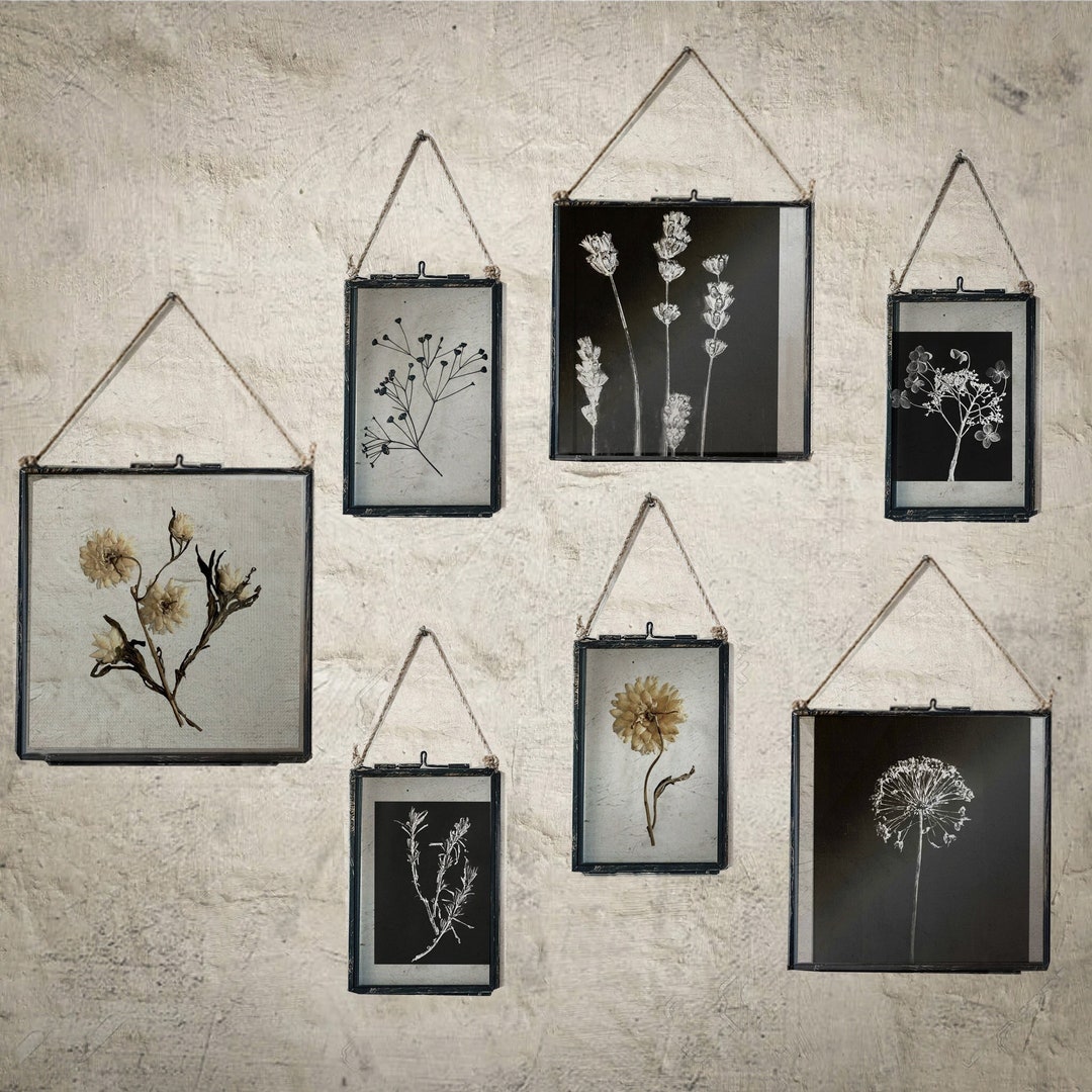Set of 7 Rustic Picture Frame Set Dried Flower Art Pressed Etsy UK