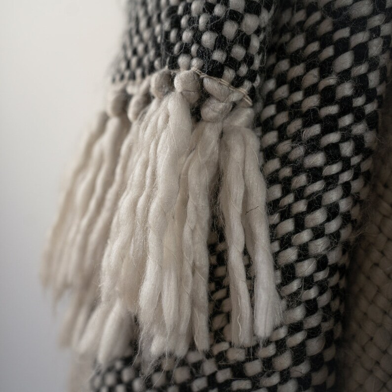 Warm Soft Blanket Black & Warm White / Chunky Knit Throw / Etsy UK