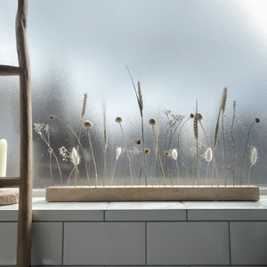 Neutral Meadow Dried Flower Bar, Wooden Arrangement, Dried Flowers, Flowergram, Centerpieces for Wedding, Unique Shelf Decor, Housewarming