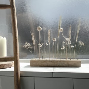 Neutral Dried Flower Bar, Wooden Arrangement, Dried Flowers, Flowergram, Centerpieces for Dining Table , Unique Shelf Decor, Housewarming