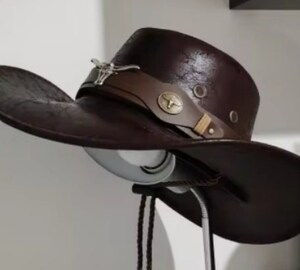 Chapeau Cowboy Femme/homme - Large Bord En Feutre, Bandeau Strass - Taille Réglable 56-58 Cm
