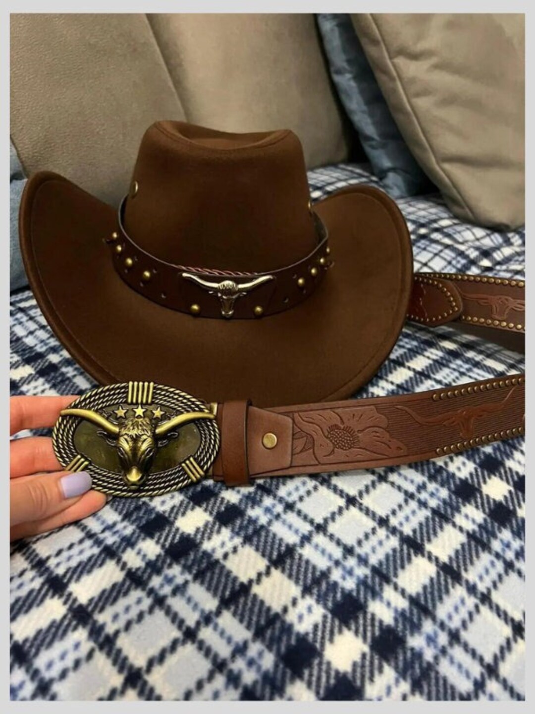 Handmade Suede Western Fedora: Unisex Concert Hat - Etsy display picture 2