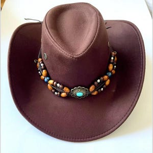 Bohemian Style Hat, Fedora for Women, Cowgirl Fedora, Unisex Hat, Flat Brim Fedora, Stylish Sun Fedora Hat, Women’s Chapeau, Cowboy Fedora