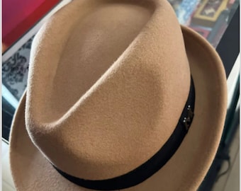 Chapeau fedora en laine épaisse fabriqué à la main pour hommes | Chapeau de jazz classique à bord étroit pour toutes les saisons