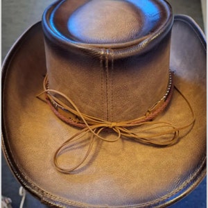 Leather Hat, Men&#39;s Fedora, Western Style Hat, Leather Fedora for Men, Unisex Hat, Cowboy Style Fedora, Cowgirl Style Hat, Fedora for Women