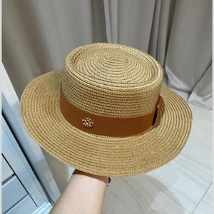 Handmade Paper Straw Fedora Hat: Ribbon-Trimmed Sun Hat