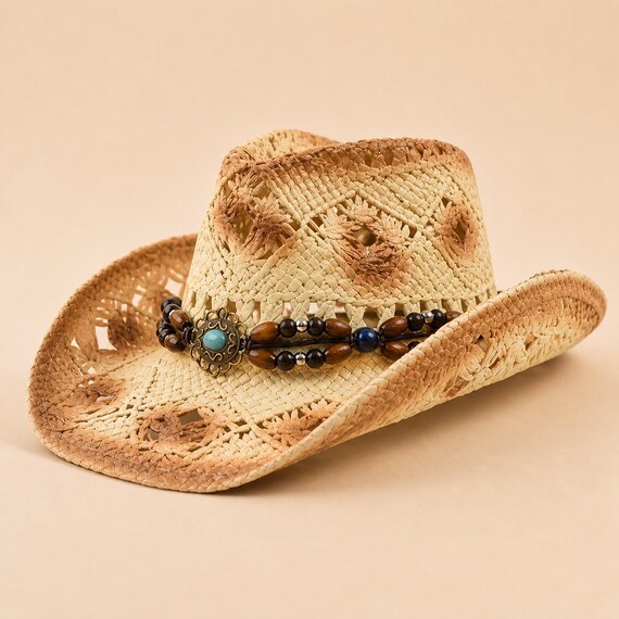 Handmade Distressed Open Weave Cowboy Hat | Wide Brim 