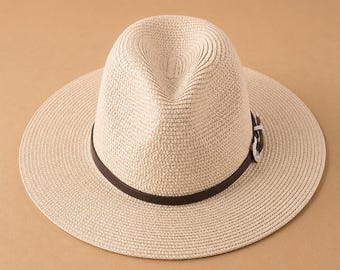Wide Brim Straw Fedora Hat for Women & Men | Summer Beach Sun Hat | Lightweight Unisex Vacation Hat | Casual Spring Summer Hat