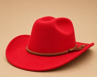 Cowboy Hat for Men and Women, Wide Brim Felt Hat, Unisex Cowgirl Hat, Country Concert Fedora