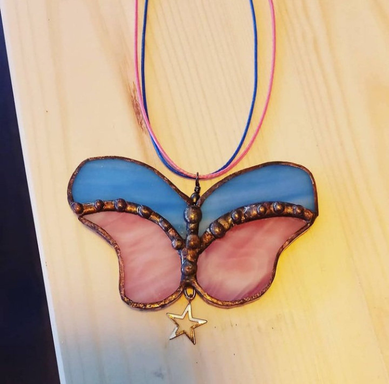 Butterfly necklace stained glass art Etsy