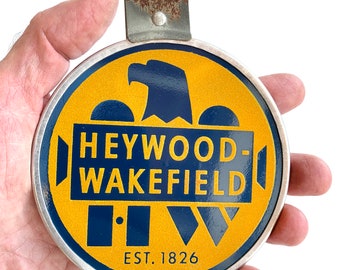 Vintage HEYWOOD WAKEFIELD License Plate Topper Badge Mid-Century, Mordern, Moderist
