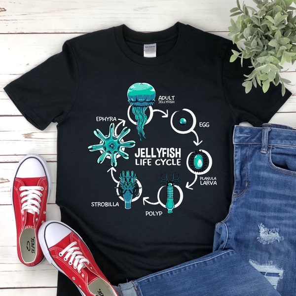 Life Cycle Of A Jellyfish T-Shirt, Floating Sea Creature Hawaiian Ocean Lover TankTop, Jelly Fish Sea Jellies Hoodie, Marin Scuba Divers Tee