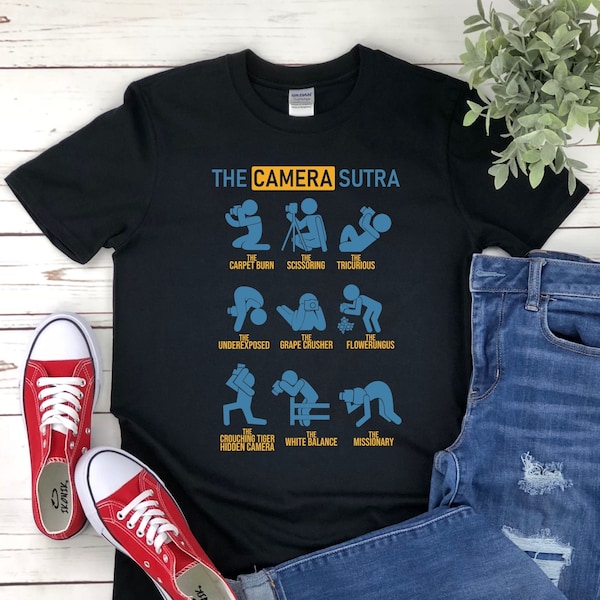 Camera Sutra Funny Photographer Poses Photography Parody Photo Cameraman Tantric Positions Gift T-Shirt | Hoodie | Sweater | Tank Top