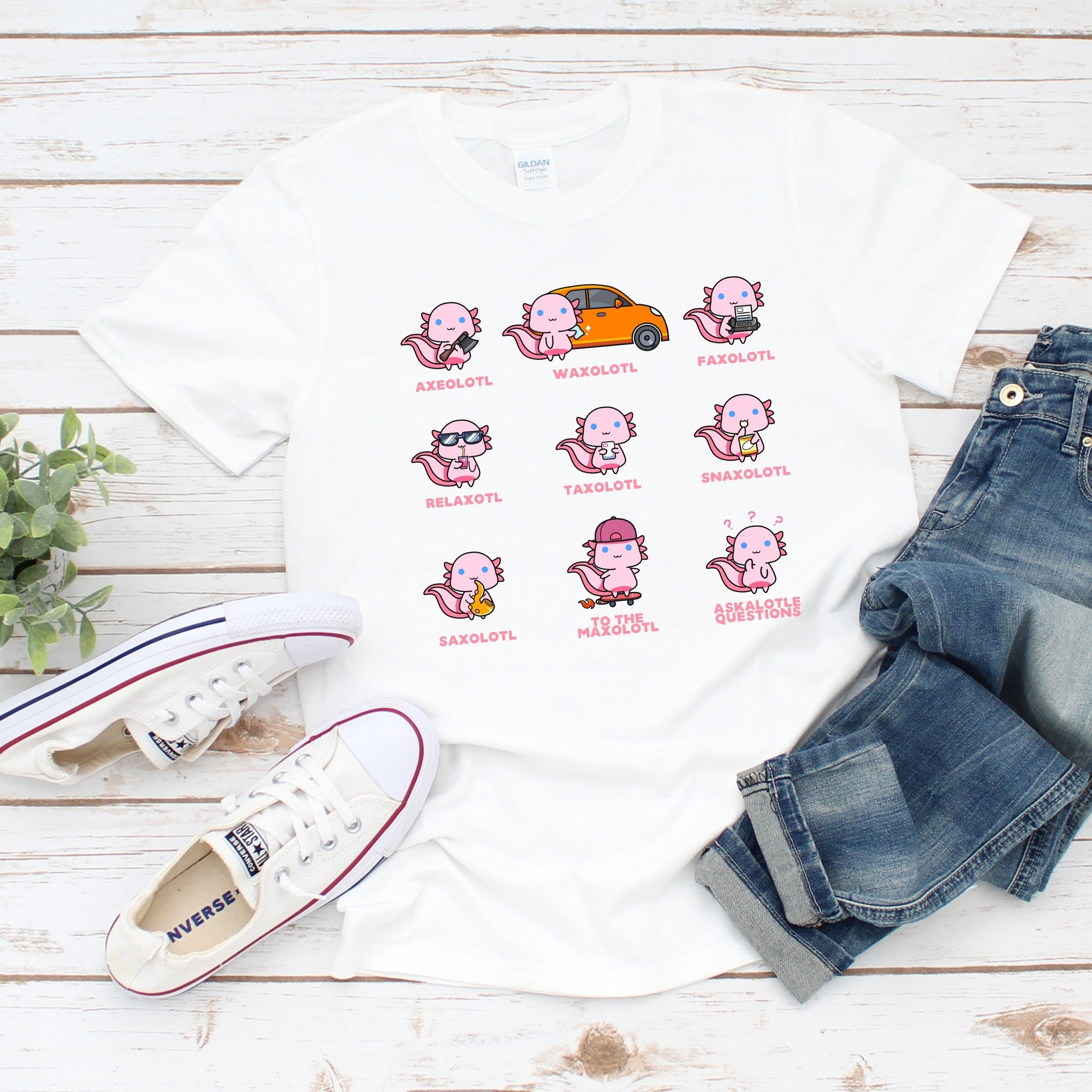 Discover Axolotl Snaxolotl Cute Axolotls Kawaii Salamander Amphibian Mexican Walking Fish Cute Pet Puns Gift T-Shirt