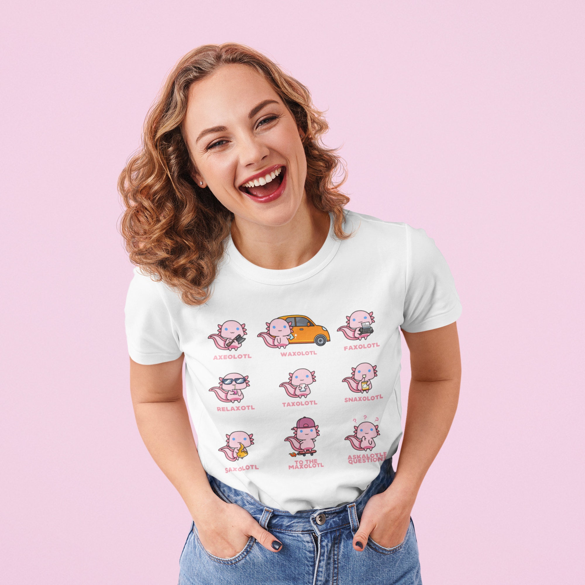 Discover Axolotl Snaxolotl Cute Axolotls Kawaii Salamander Amphibian Mexican Walking Fish Cute Pet Puns Gift T-Shirt