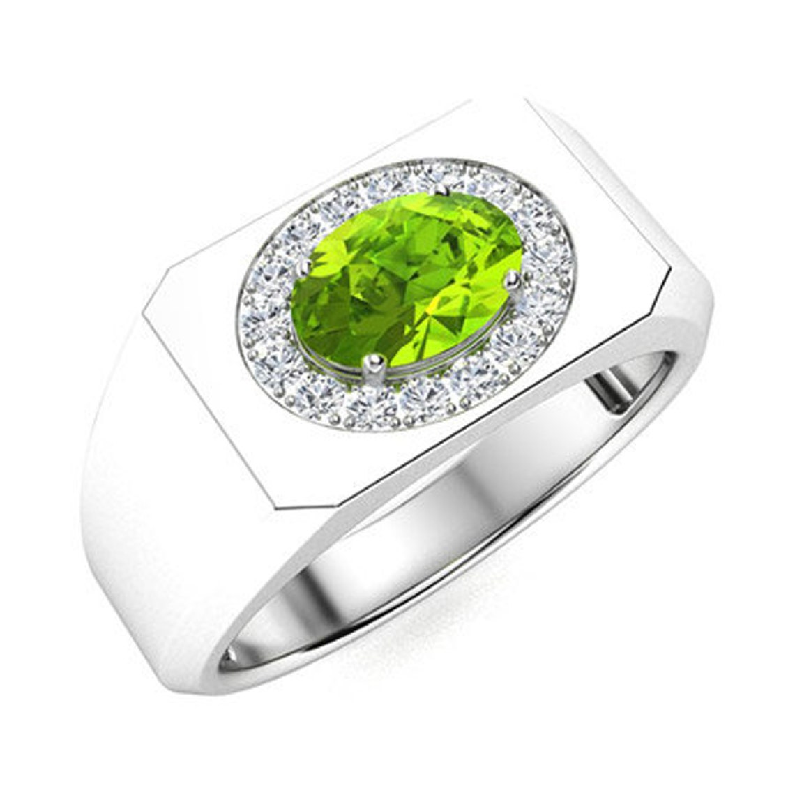 Natural Peridot Men's Silver Ring 925 Sterling Silver Etsy