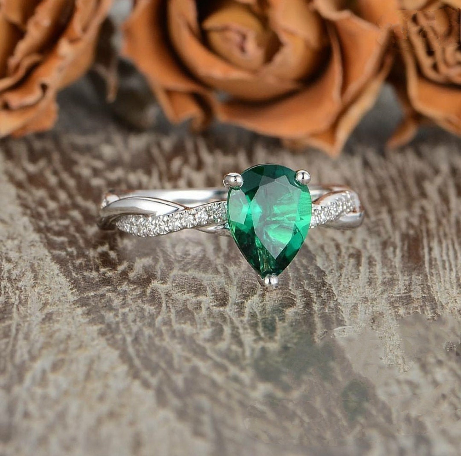 Lab Emerald Silver Ring 925 Sterling Silver ring Lab grown Etsy