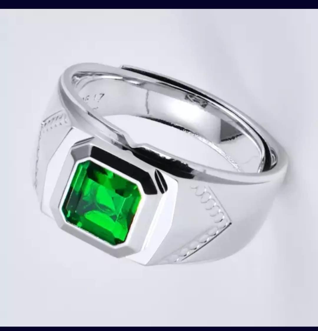 Lab Created Emerald Silver Mens Ring 925 Sterling Silver Etsy