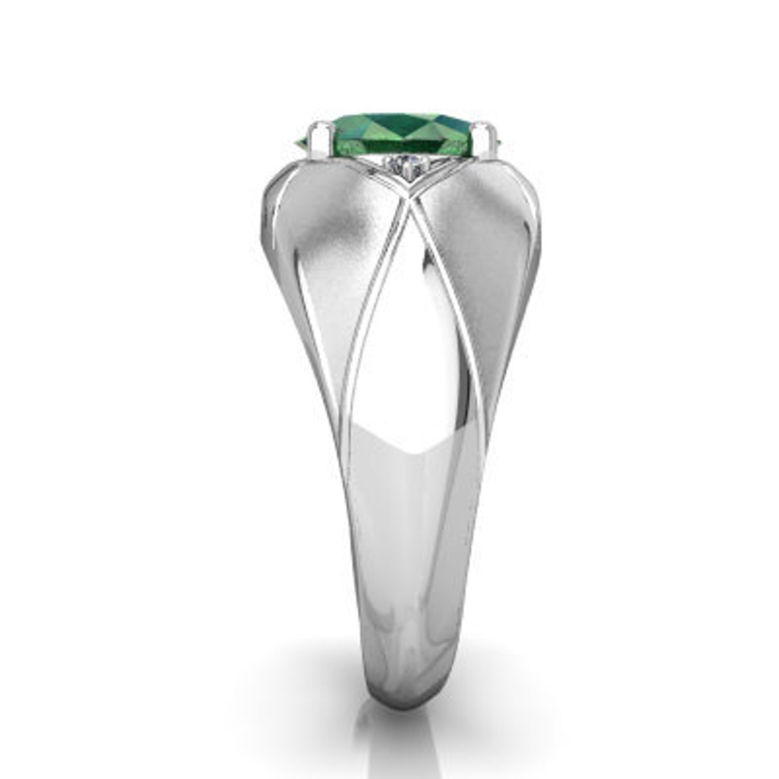 Lab Created Emerald Silver Mens Ring 925 Sterling Silver Etsy