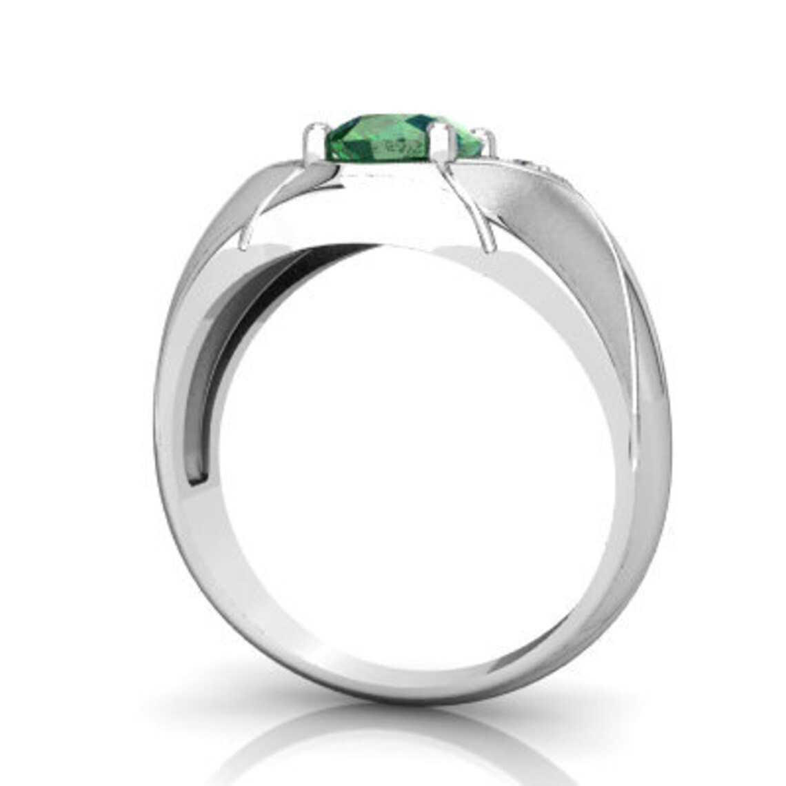Lab Created Emerald Silver Mens Ring 925 Sterling Silver Etsy