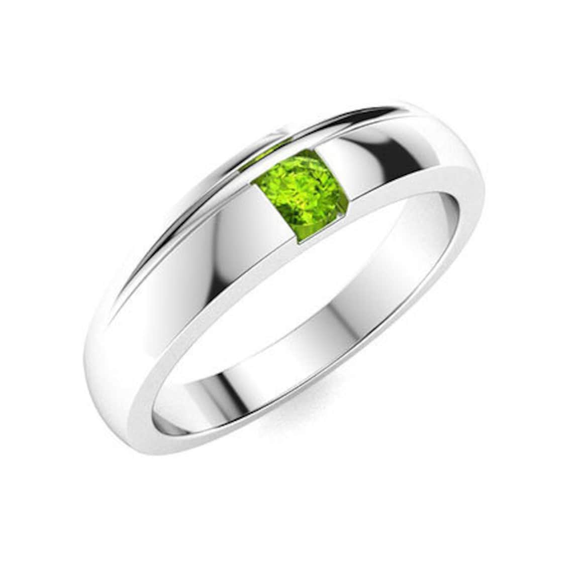 Natural Peridot Men's Silver Ring 925 Sterling Silver Etsy