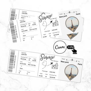 Editable Travel Ticket Template, DIY Airplane Ticket, Custom Airline ...