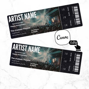 Editable Concert Ticket Template,DIY concert Ticket, Custom concert Ticket Gift,Surprise Printable concert Tickets Gift Idea, Canva Template