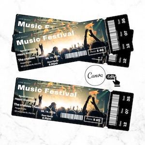 Editable Concert Ticket Template,DIY concert Ticket, Custom concert Ticket Gift,Surprise Printable concert Tickets Gift Idea, Canva Template