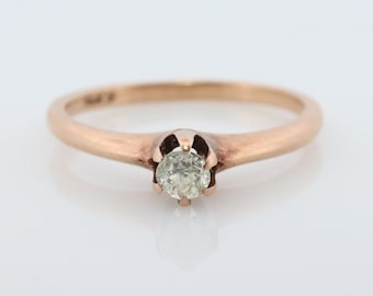 JR Wood and Sons 14k Gold Prong Set Diamond Ring Sz 5. Jr Wood band. Wood & son diamond rind. Victorian Claw Diamond.
