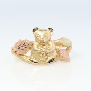 Black Hills Gold Ring. 10k Black Hills Gold Teddy Bear band. Plush toy Black Hills gold. st(62)