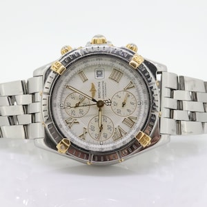Breitling Crosswind Stainless Steel White Dial Gold Tone 43mm Watch B13355 Box and Papers st(21/85)
