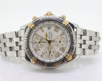 Breitling Crosswind Stainless Steel White Dial Gold Tone 43mm Watch B13355 Box and Papers st(21/85)