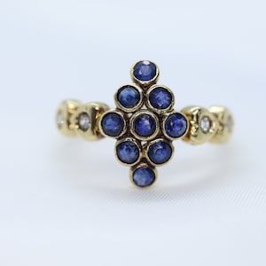 14k Sapphire Diamond Halo Bypass ring. 14k Sapphire CLUSTER marquise shape diamond heart. st(172/50)