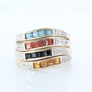 Vintage 10K Stacking rings. 10k Emerald Topaz Garnet Sapphire Citrine Thin band. Stacking Bands Rings. (st20/41)