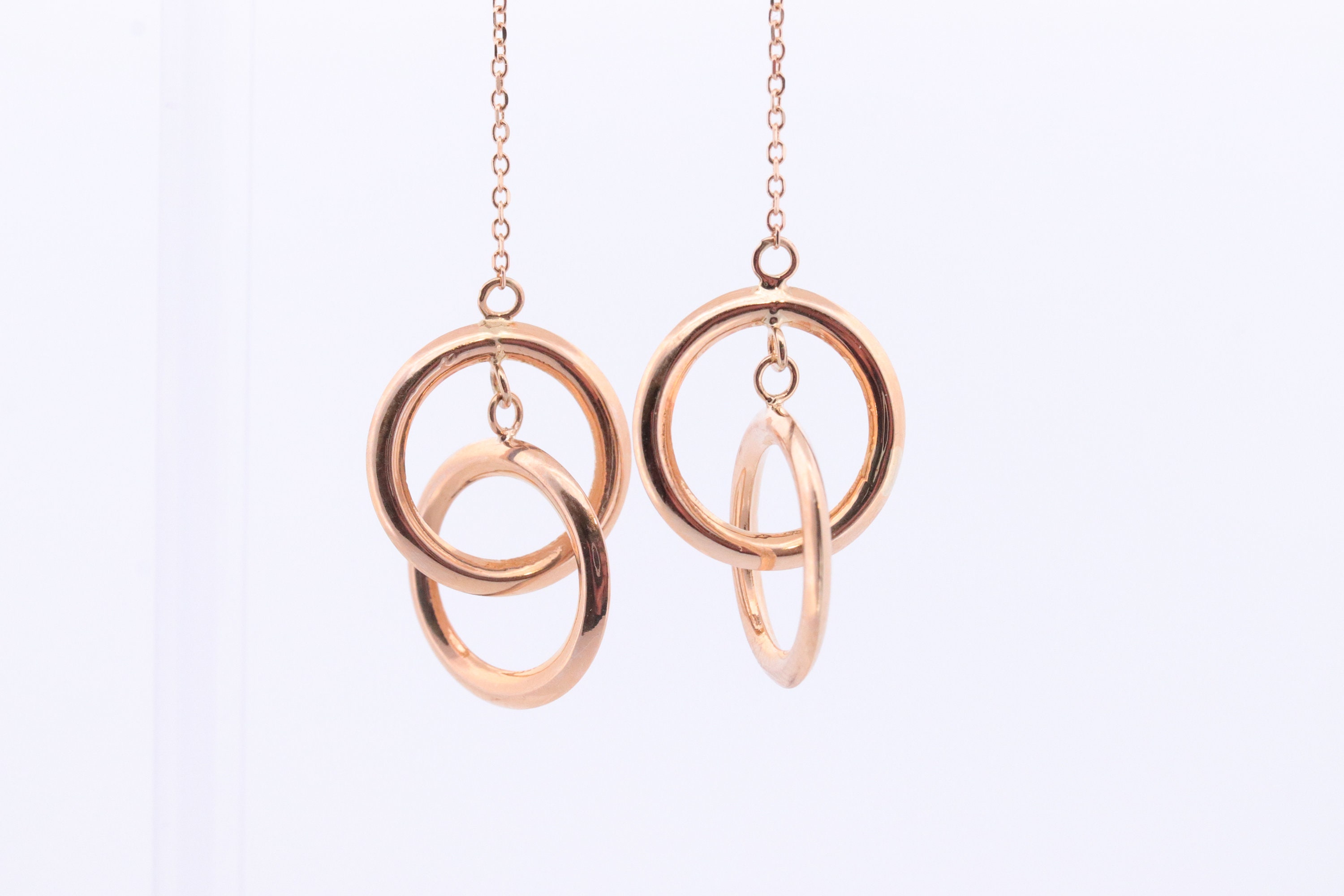 Joined Earring 14k Gold Rope Threader Cable Earrings. Joined Circle Jacmel Threader ...