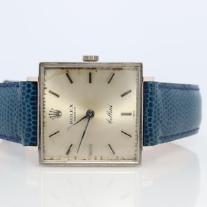 Genuine 18k Rolex Watch. 18k Wg Rolex Cellini 3811 Square Wristwatch