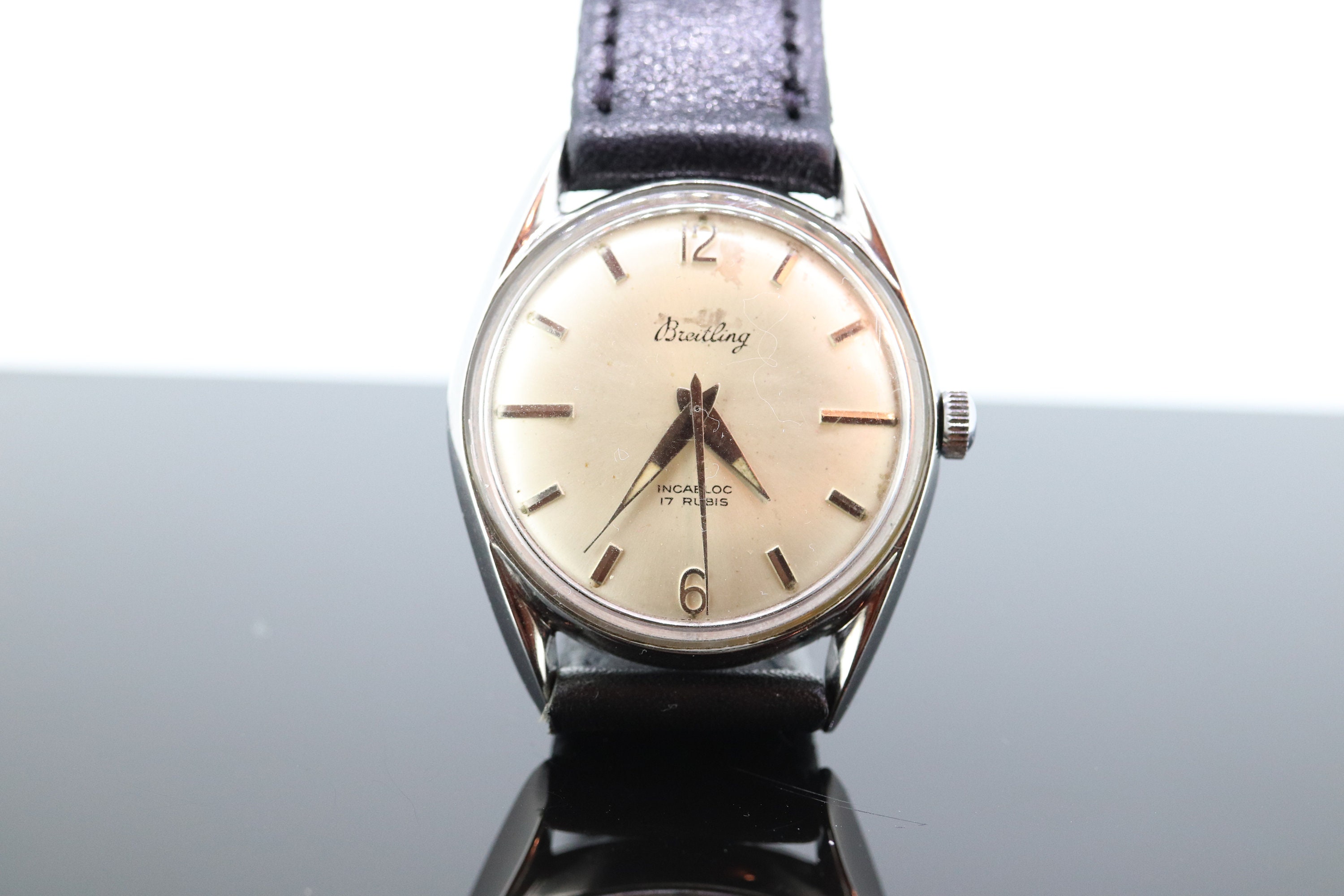 Vintage Breitling 17 Jewel Rubis Manual 1950s 34mm Watch 633