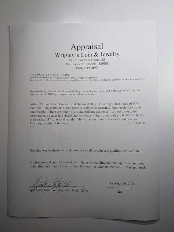 Emerald Shield Ring. Platinum Shield Ring Emerald… - image 10