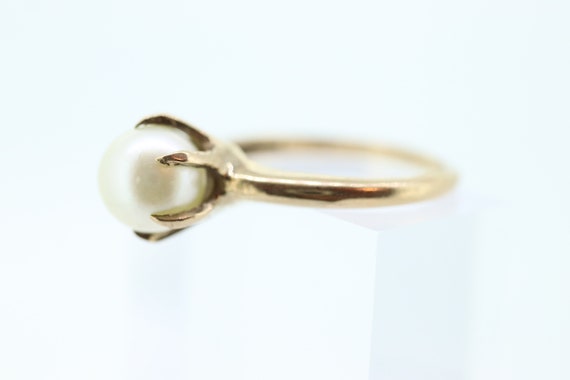 Victorian Pearl Claw Set ring. 10k Yellow Gold vi… - image 1